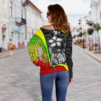 Polynesian Hawaii Off Shoulder Sweater Reggae - Turtle with Hook - Polynesian Pride