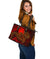 Polynesian Wallis and Futuna Large Leather Tote Bag - Red Shark Polynesian Tattoo - Polynesian Pride