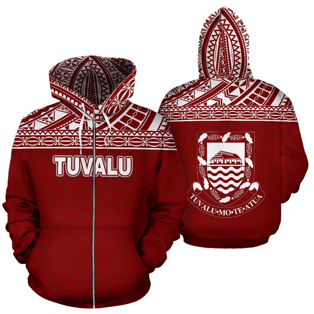 Tuvalu Polynesian Zip up Hoodie Horizontal Red Unisex Red - Polynesian Pride