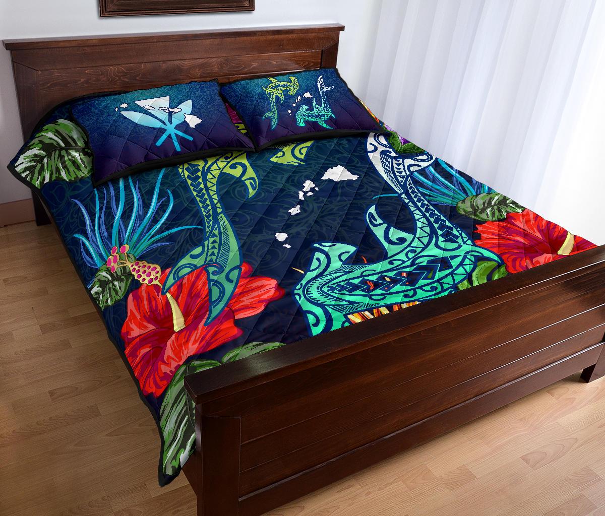 Hawaii Shark Tropical Color Quilt Bed Set - Polynesian Pride