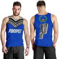 Pohnpei Flag Men's Tank Top Micronesian Pattern Blue - Polynesian Pride