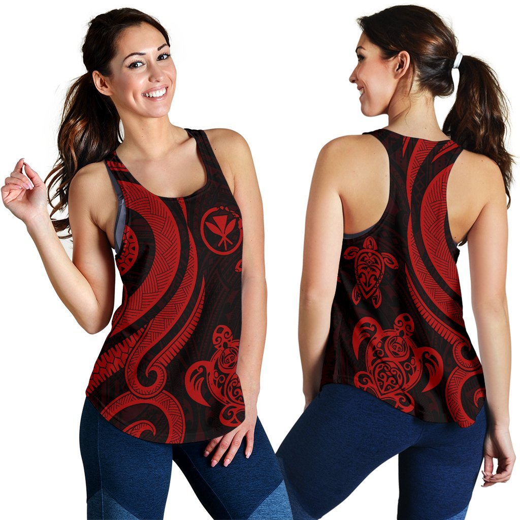 Polynesian Hawaii Women Racerback Tank - Red Tentacle Turtle Red - Polynesian Pride