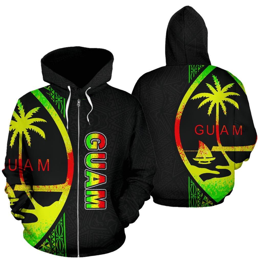 Guam Polynesian Zip up Hoodie Reggae Line Unisex Reggae - Polynesian Pride
