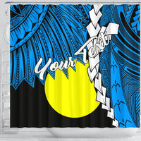Palau Polynesian Custom Personalised Shower Curtain - Tribal Wave Tattoo Flag Style - Polynesian Pride