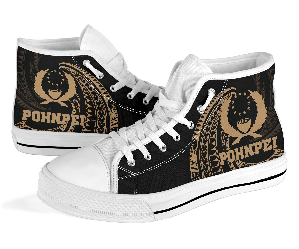 Pohnpei Micronesia High Top Shoes - Gold Tribal Wave - Polynesian Pride