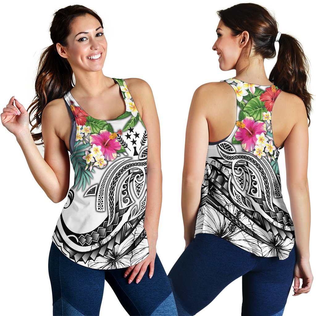 Kosrae Polynesian Women's Racerback Tank - Summer Plumeria (White) - Polynesian Pride