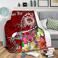 FSM Custom Personalised Premium Blanket - Turtle Plumeria (RED) - Polynesian Pride