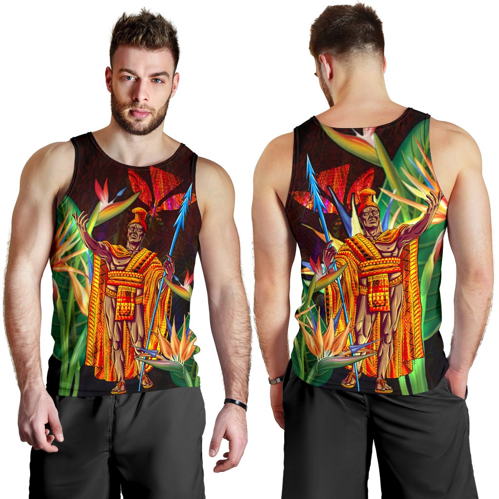 Hawaii Men's Tank Top - Hawaii King With Bird of Paradise Black - Polynesian Pride