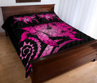 Hawaii Turtle Hibiscus Polynesian Vintage Quilt Bed Set - Pink - Polynesian Pride