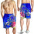 Hawaii Men's Shorts - Turtle Plumeria Polynesian Tattoo Blue Color - Polynesian Pride