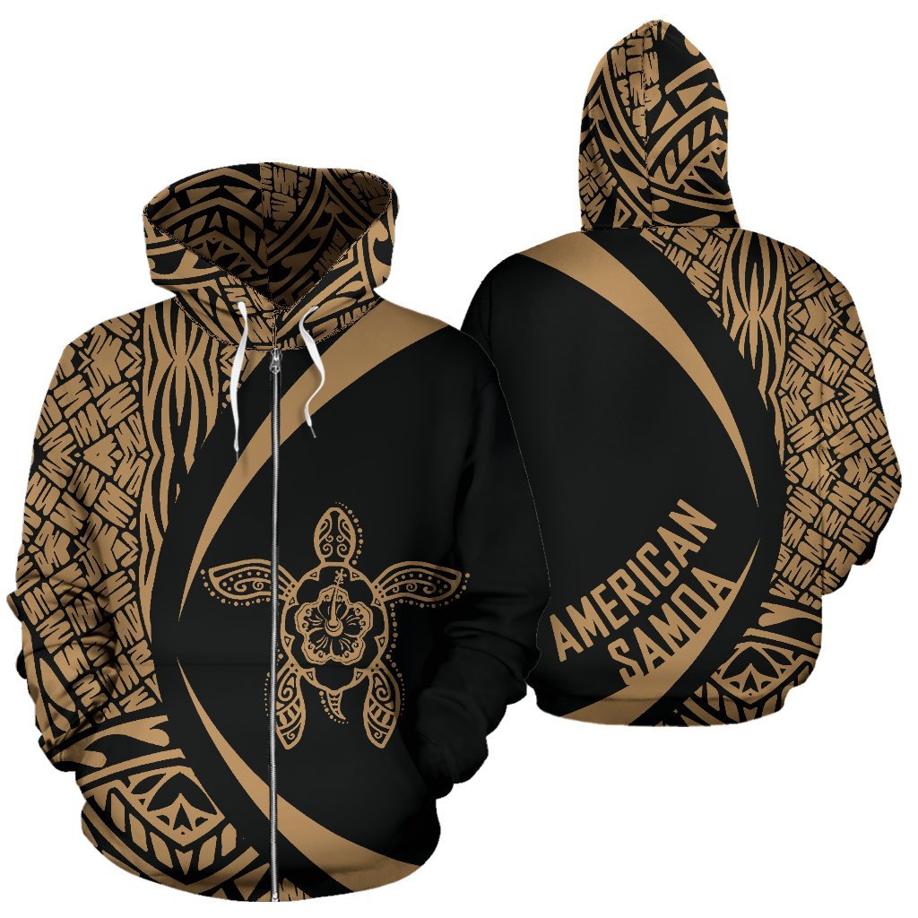 American Samoa Turtle Polynesian Zip up Hoodie Circle Style 03 Unisex Art - Polynesian Pride