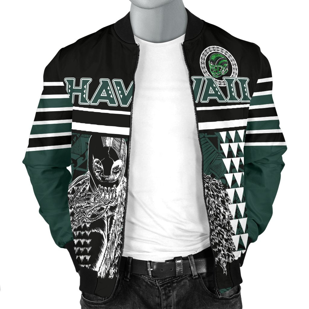 Personalised - Hawaii Kakau Polynesian Warrior Football Men's Bomber Jacket - Rainbow Style - Polynesian Pride
