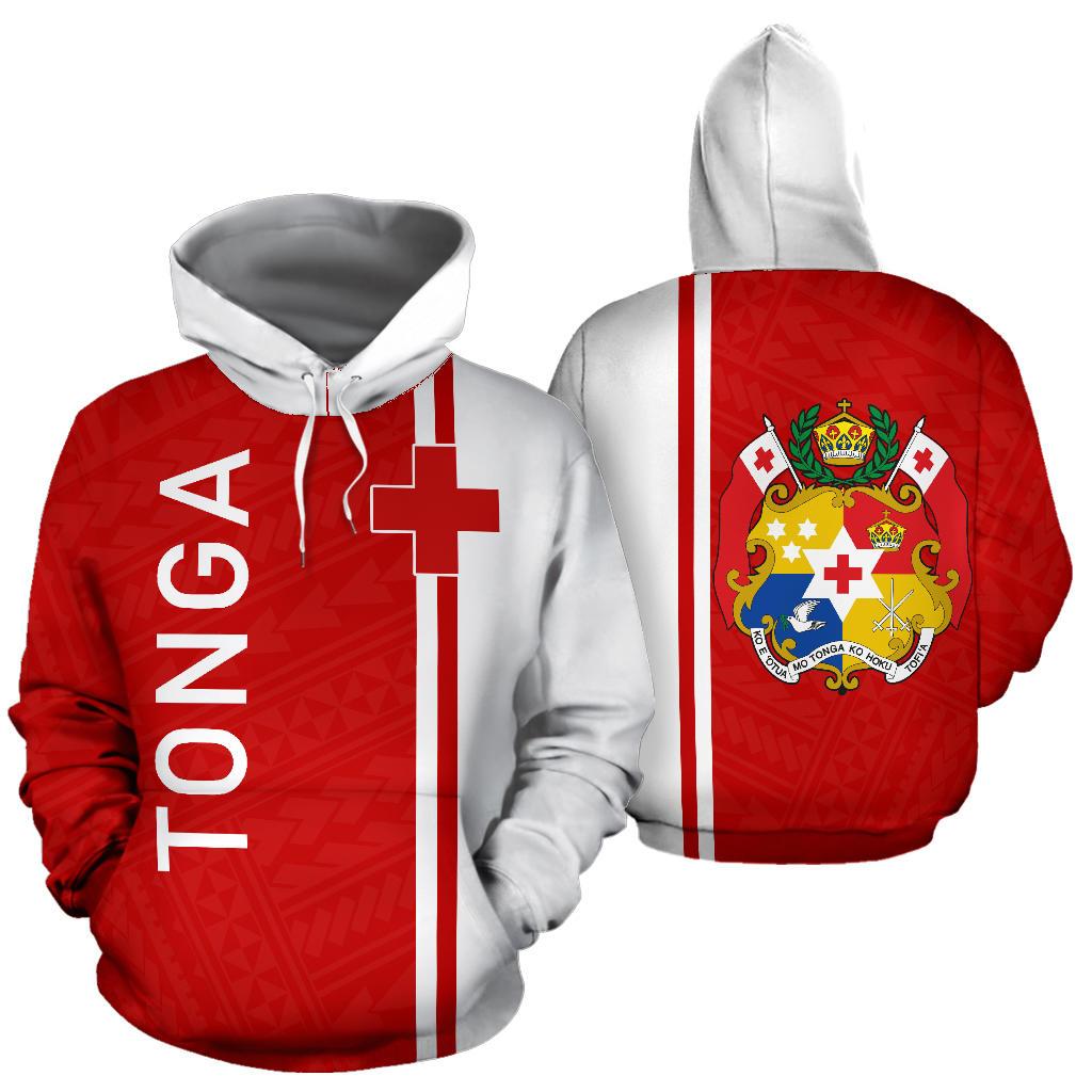 Tonga All Over Hoodie Polynesian Straight Version Unisex Red - Polynesian Pride