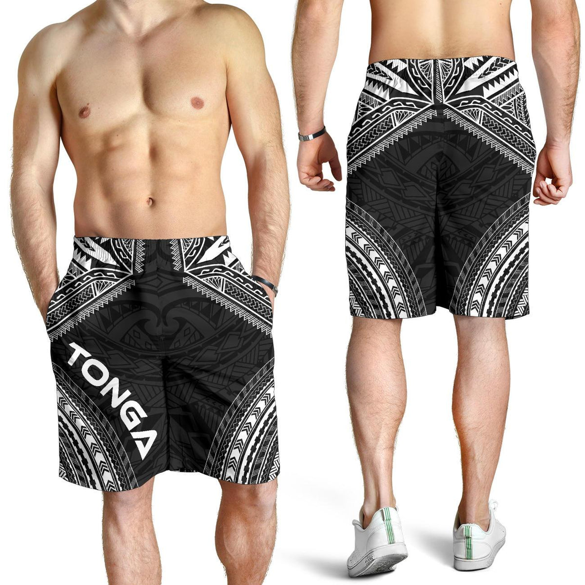 Tonga Men's Shorts - Polynesian Chief Black Version - Polynesian Pride