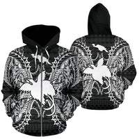 Papua New Guinea Polynesian All Over Zip up Hoodie Map Black Unisex Black - Polynesian Pride