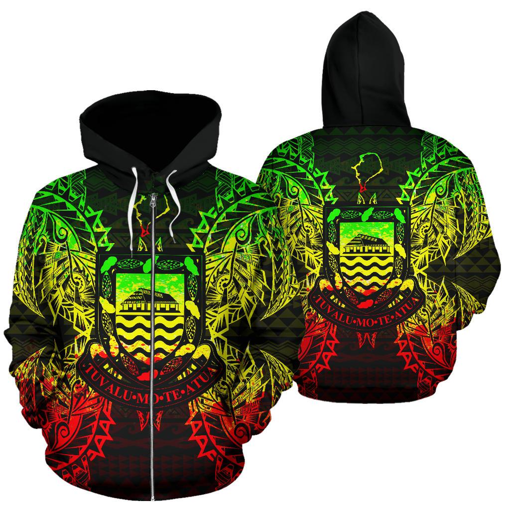 Tuvalu Polynesian All Over Zip up Hoodie Map Reggae Unisex Reggae - Polynesian Pride
