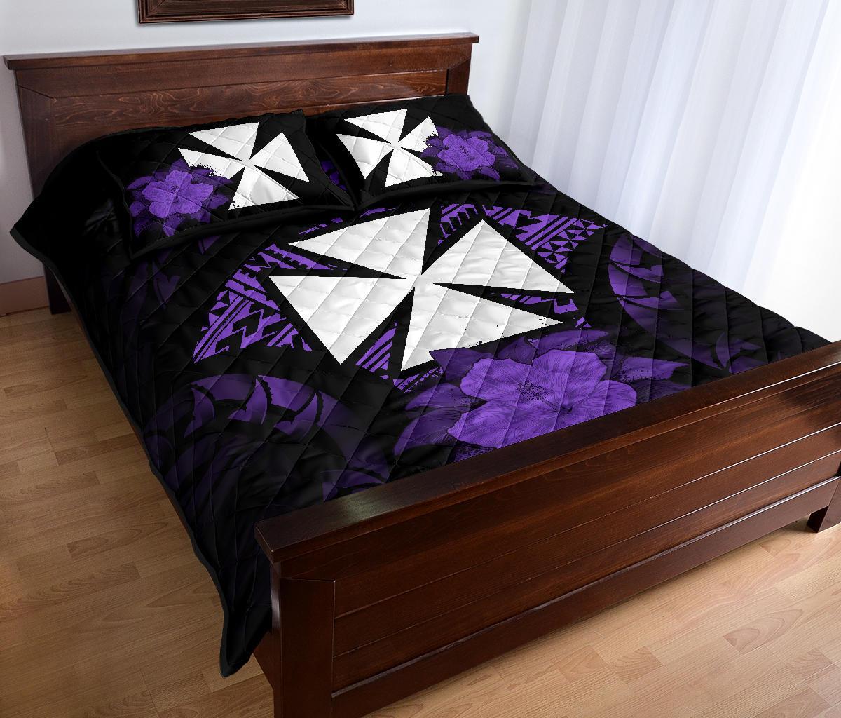 Wallis And Futuna Polynesian Quilt Bed Set Hibiscus Purple - Polynesian Pride