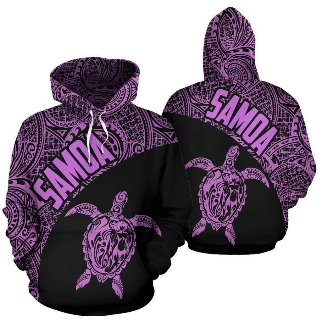 Samoa Hoodie Samoa Turtle Mermaid Polynesian Tattoo Purple Unisex Black - Polynesian Pride
