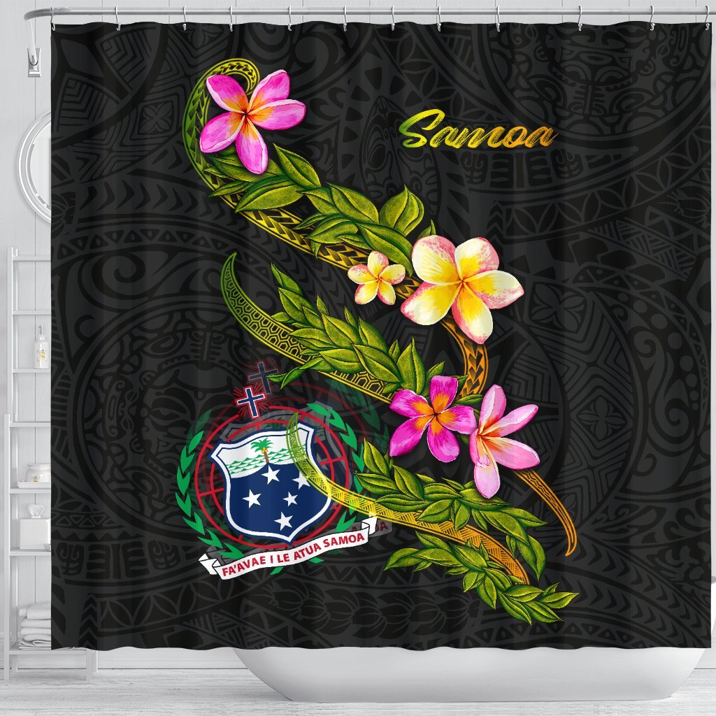 Samoa Polynesian Shower Curtain - Plumeria Tribal - Polynesian Pride