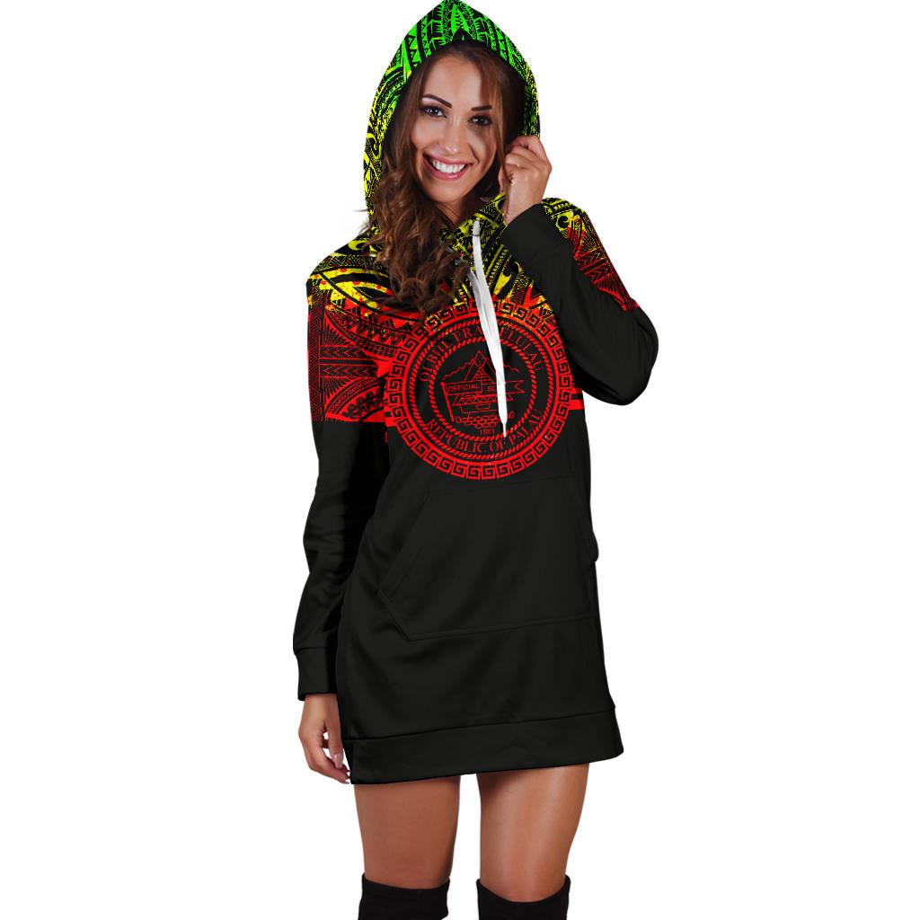 Palau Women Hoodie Dress - Palau Coat Of Arms Polynesian Reggae Color - Polynesian Pride