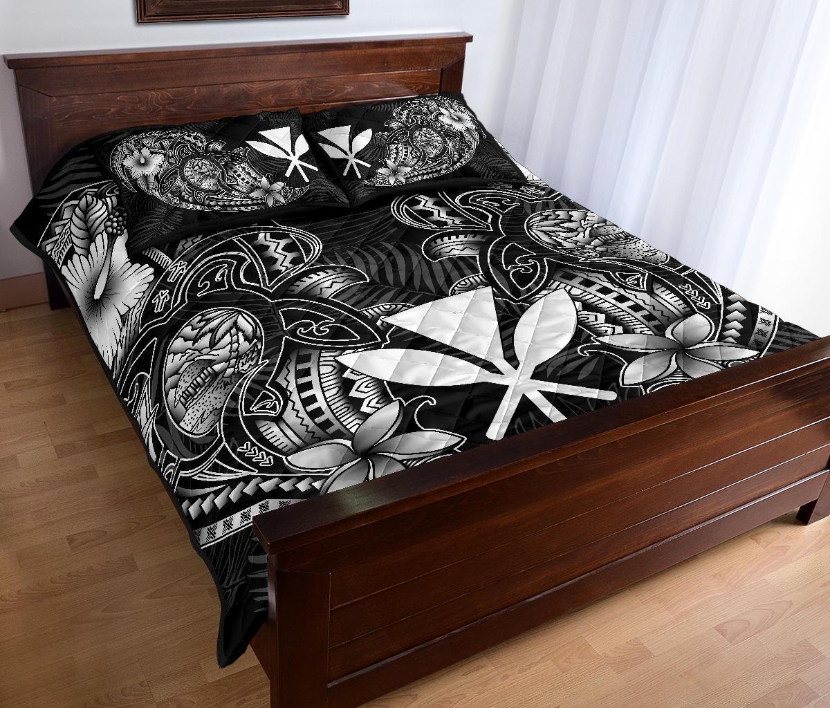 Polynesian Hawaii (Kanaka Maoli) Quilt Bed Set - White Turtle Homeland - Polynesian Pride
