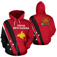 Papua New Guinea Zip up Hoodie Papua New Guinea Flag & Coat of Arms Special Version Unisex Black - Polynesian Pride