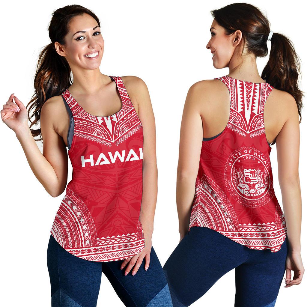 Hawaii Women's Racerback Tank - Polynesian Chief Flag Version - Polynesian Pride