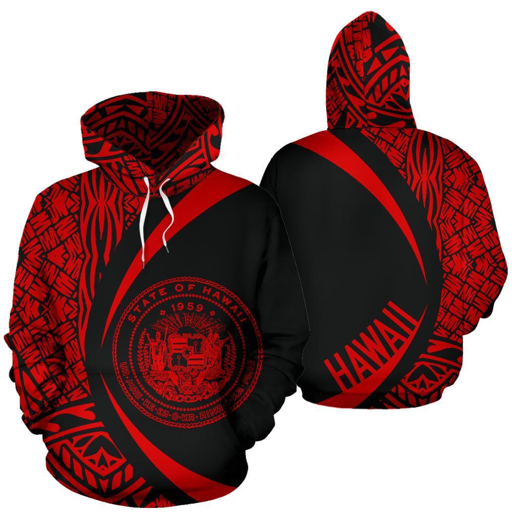 Polynesian Seal of Hawaii Hoodie Red Unisex Red - Polynesian Pride