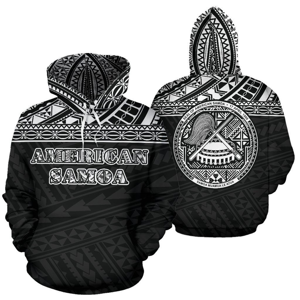 American Samoa All Over Hoodie Polynesian Black Version Unisex Black - Polynesian Pride