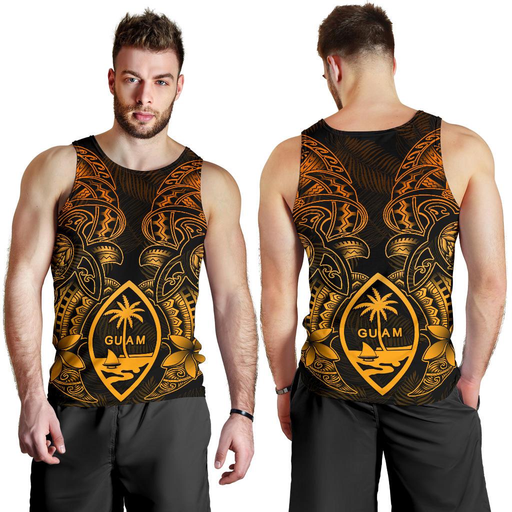 Guam Polynesian Men Tank Top - Gold Turtle Homeland GOLD - Polynesian Pride