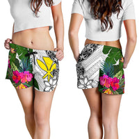 Hawaii Women's Short White - Turtle Plumeria Banana Leaf - Polynesian Pride