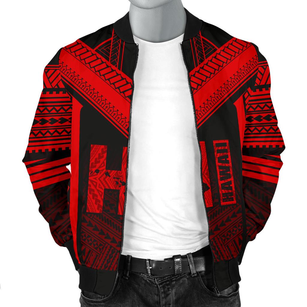 Hawaiian Kanaka Polynesian Men's Bomber Jacket Active Red - Polynesian Pride