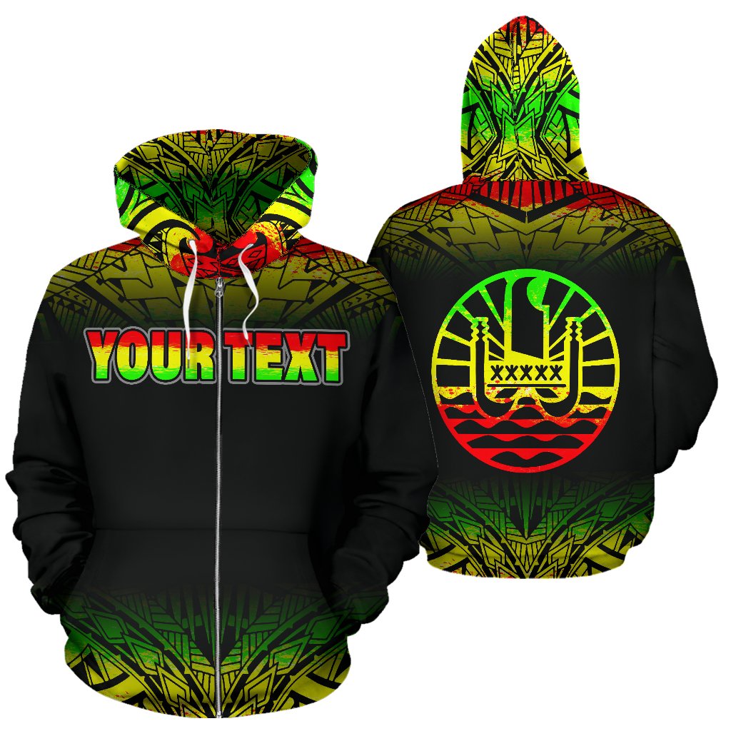 French Polynesia All Over Custom Zip up Hoodie Reggae Fog Unisex Reggae - Polynesian Pride