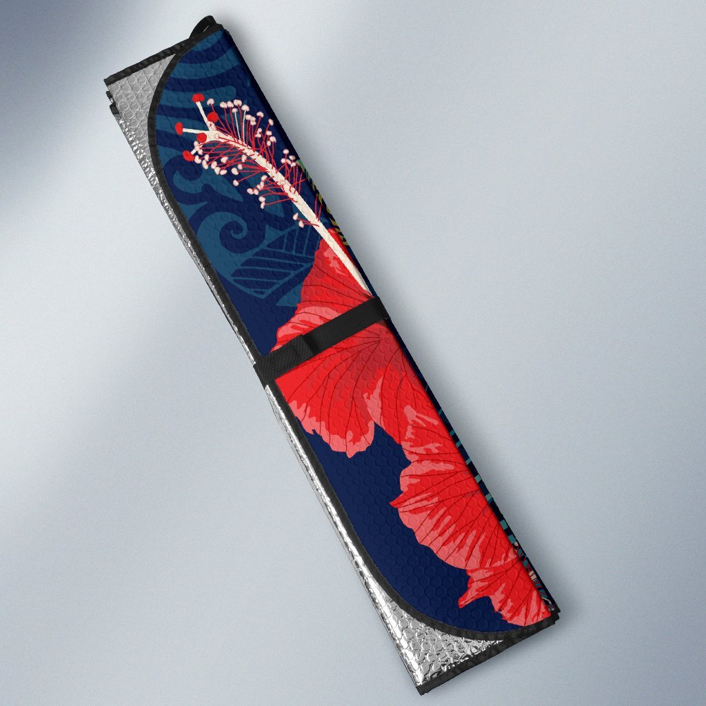 Hawaiian Turtle Hibiscus Polynesian Car Sun Shade - Blue - Edna Style - AH - Polynesian Pride