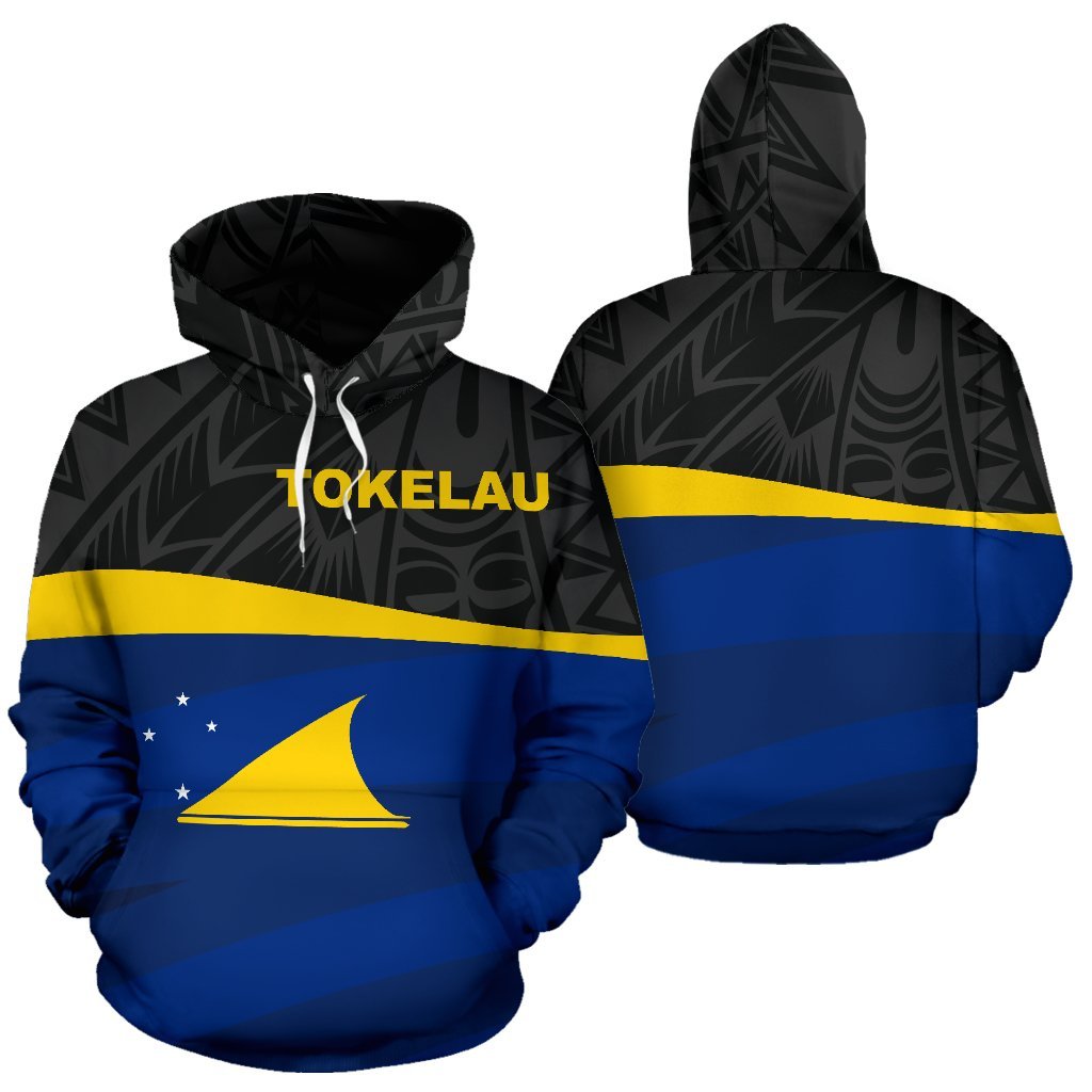 Tokelau Polynesian Hoodie Tokelau Flag Unisex Black - Polynesian Pride