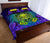 Hawaii Polynesian Quilt Bed Set - Hawaiian Green Yellow Tiki Face Purple Version - Polynesian Pride