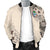 Guam Men's Bomber Jacket - The Beige Hibiscus - Polynesian Pride