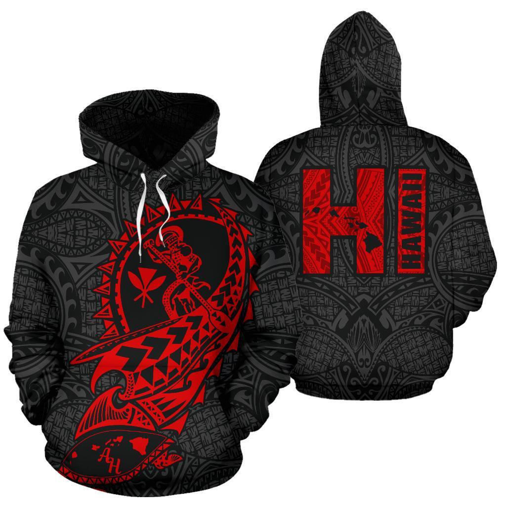 Polynesian Suffer Kanaka Warrior Hawaii Hoodie Red Unisex Red - Polynesian Pride