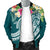 Kosrae Polynesian Men's Bomber Jacket - Summer Plumeria (Turquoise) - Polynesian Pride