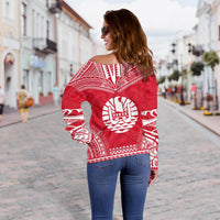 Tahiti Polynesian Chief Custom Personalised Women's Off Shoulder Sweater - Flag Version - Polynesian Pride