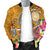 American Samoa Polynesian Men's Bomber Jacket - Turtle Plumeria (Gold) - Polynesian Pride