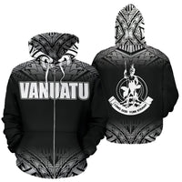 Vanuatu All Over Zip up Hoodie Fog Black Style Unisex Black - Polynesian Pride
