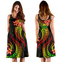 American Samoa Polynesian Midi Dress - Reggae Plumeria - Polynesian Pride