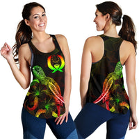 Pohnpei Polynesian Women Tank Top - Turtle With Blooming Hibiscus Reggae - Polynesian Pride
