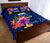 Samoa Polynesian Custom Personalised Quilt Bed Set - Floral With Seal Blue - Polynesian Pride