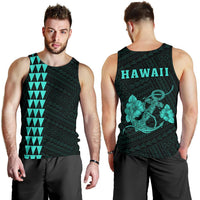 Hawaii Kakau Polynesian Anchor Men's Tank Top - Turquoise Turquoise - Polynesian Pride