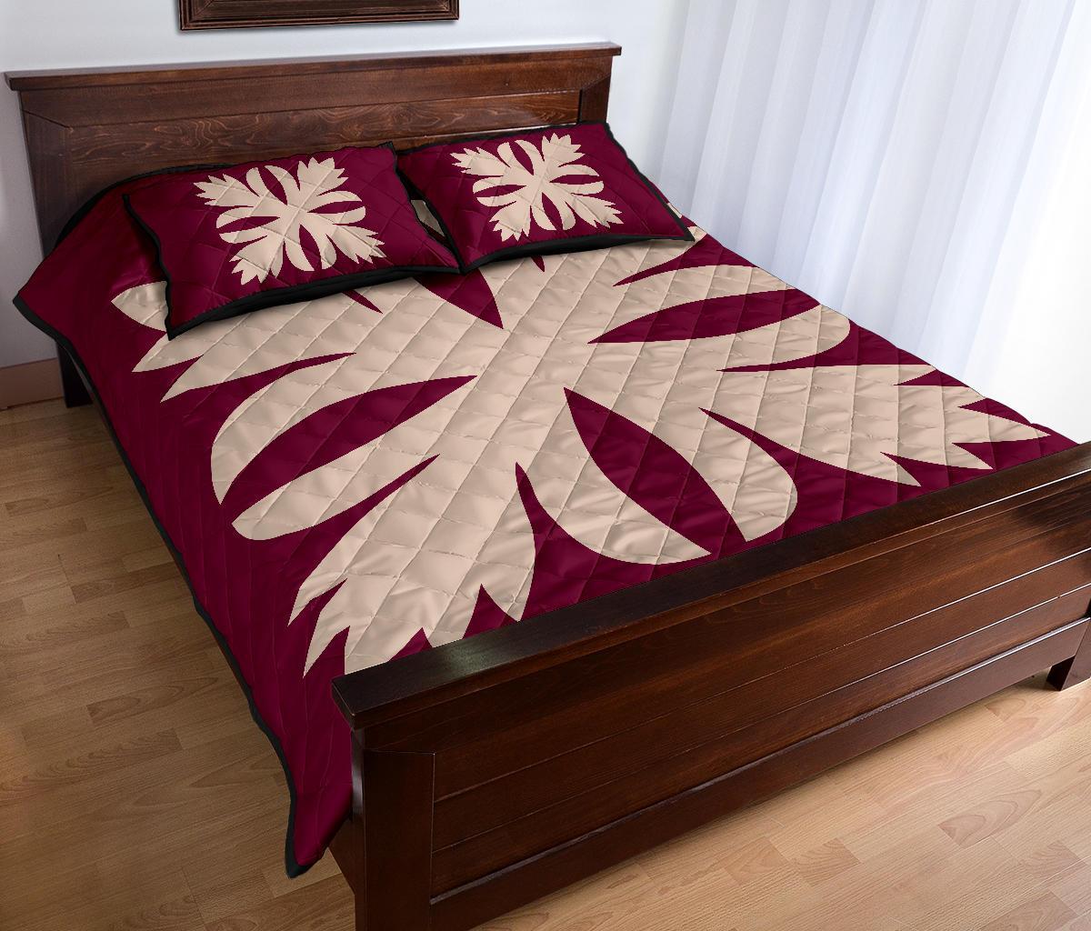 Hawaiian Royal Pattern Quilt Bed Set - Pink - C3 Style - Polynesian Pride