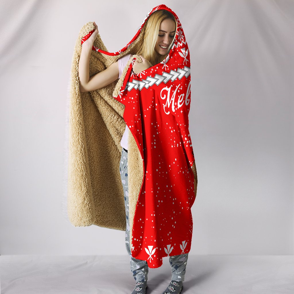 Hawaiian Santa Claus Mele Kalikimaka Hooded Blanket - Red - Farah Style - AH - Polynesian Pride