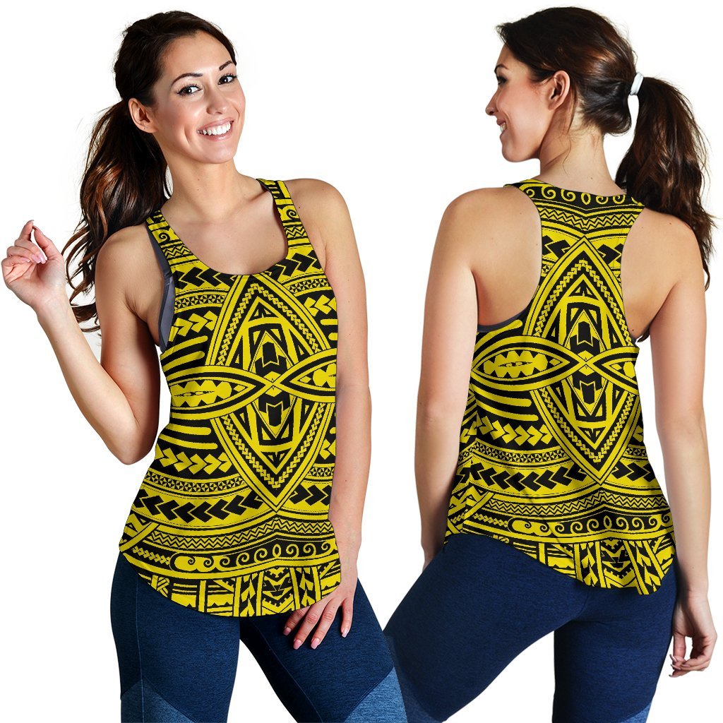 Polynesian Seamless yellow Women's Racerback Tank Top - Polynesian Pride