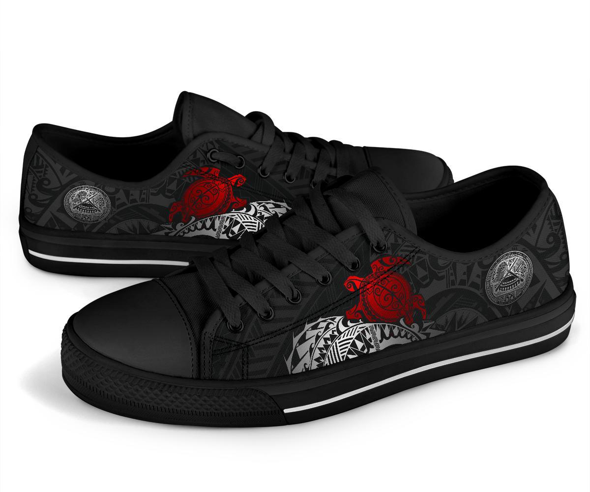 American Samoa Polynesian Low Top Shoes - Polynesian Turtle (Red) - Polynesian Pride